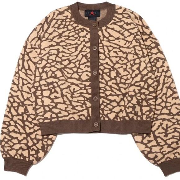 Jordan Elephant Jacquard Wool Blend Oversized Cardigan Sweater Plus Size 3X‎ New - Picture 2 of 10